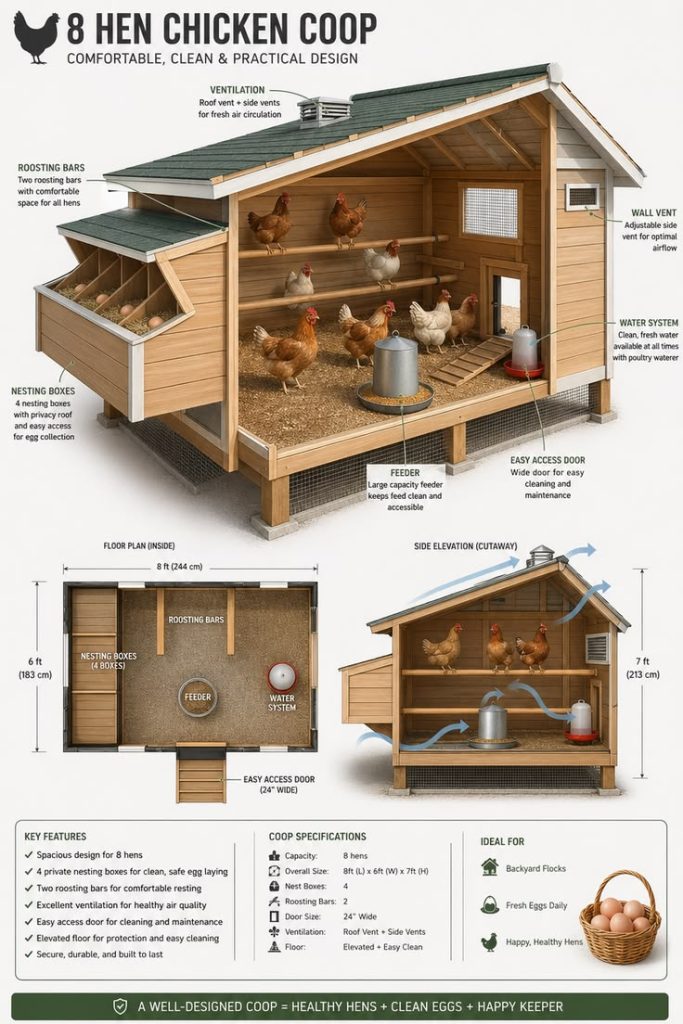 8 Hen Chicken Coop Layout